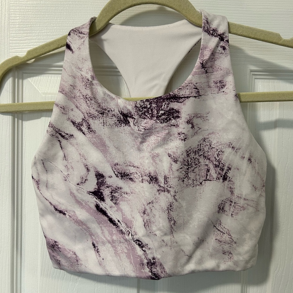 The Gap Marble Purple and White Cropped Workout Top